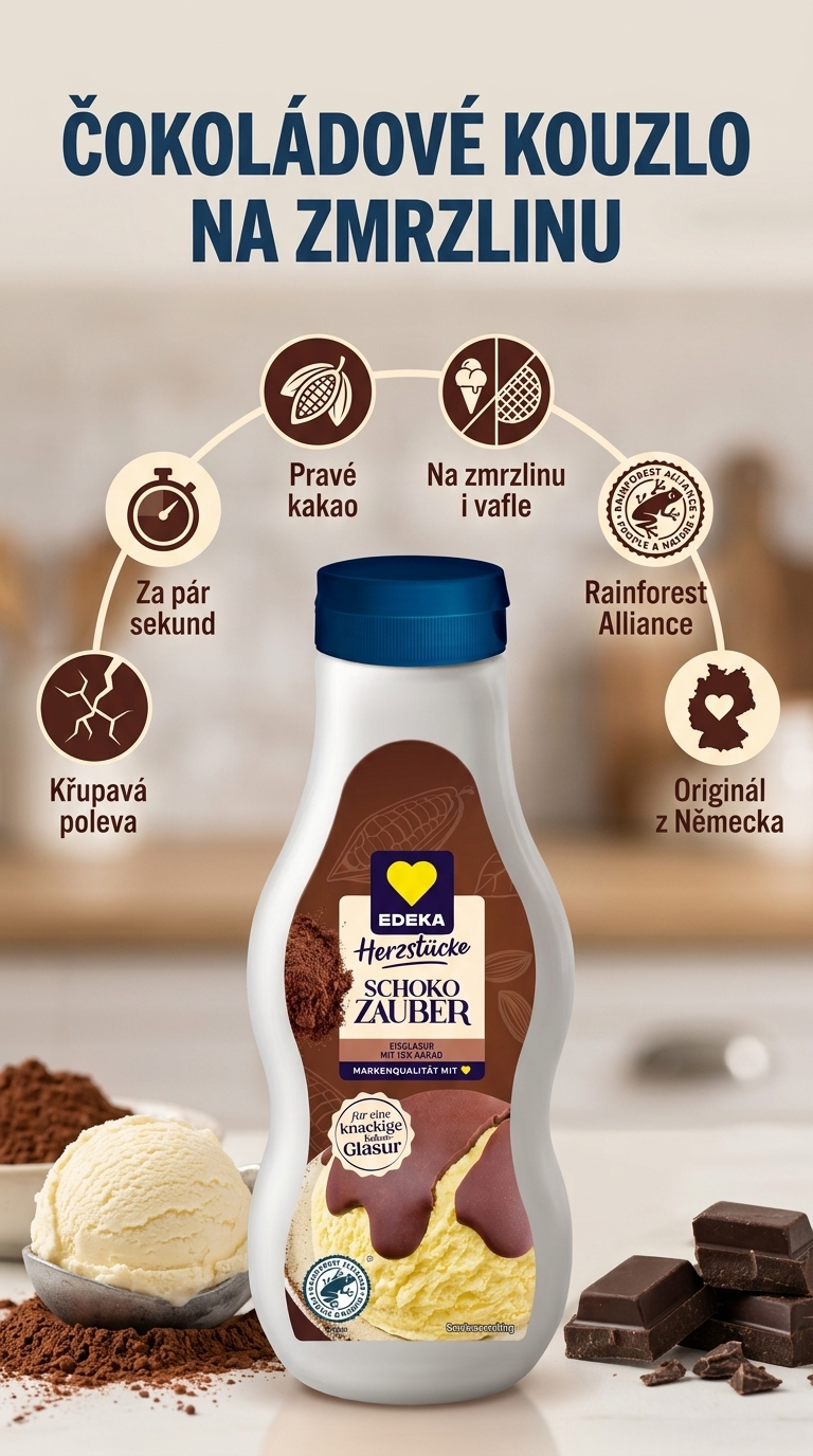 Edeka Čokoládová glazura na zmrzlinu - mobilní infografika