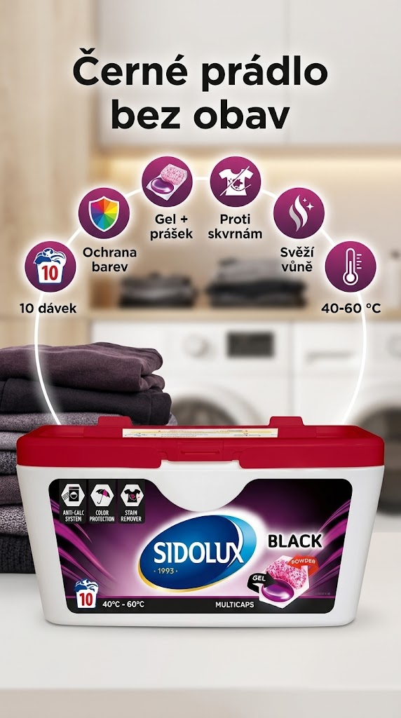 Sidolux Multicaps Black - mobilní infografika