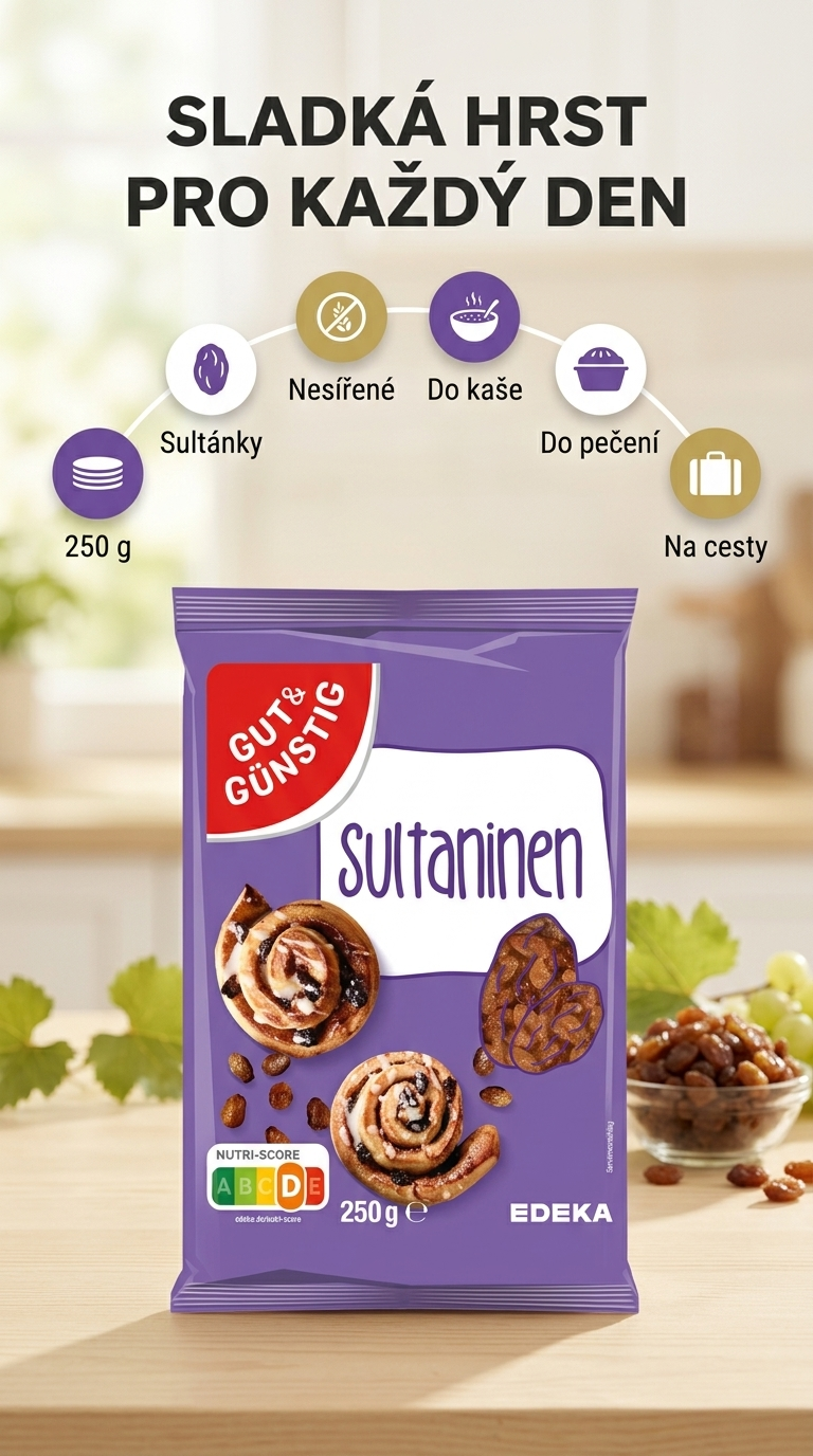 G&G Rozinky 250 g - mobilní infografika