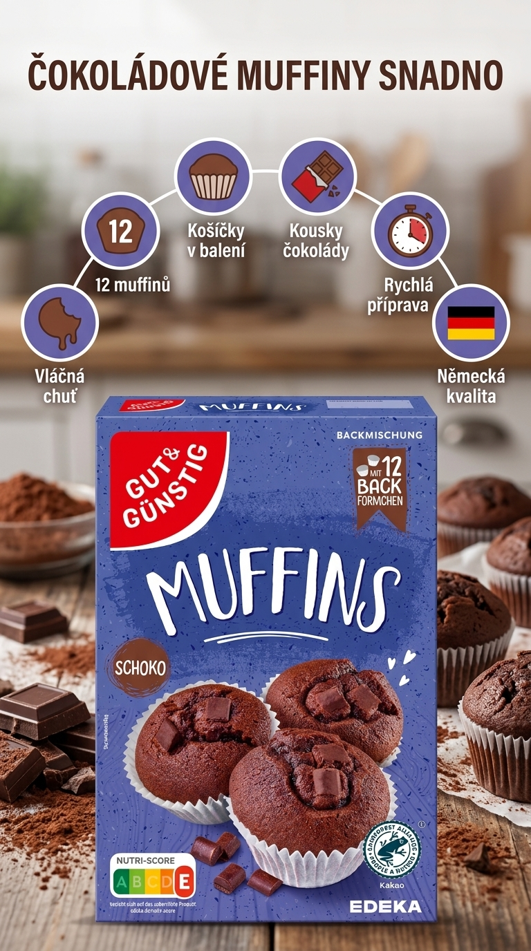 G&G Směs na pečení na čokoládové muffiny 350 g - mobilní infografika