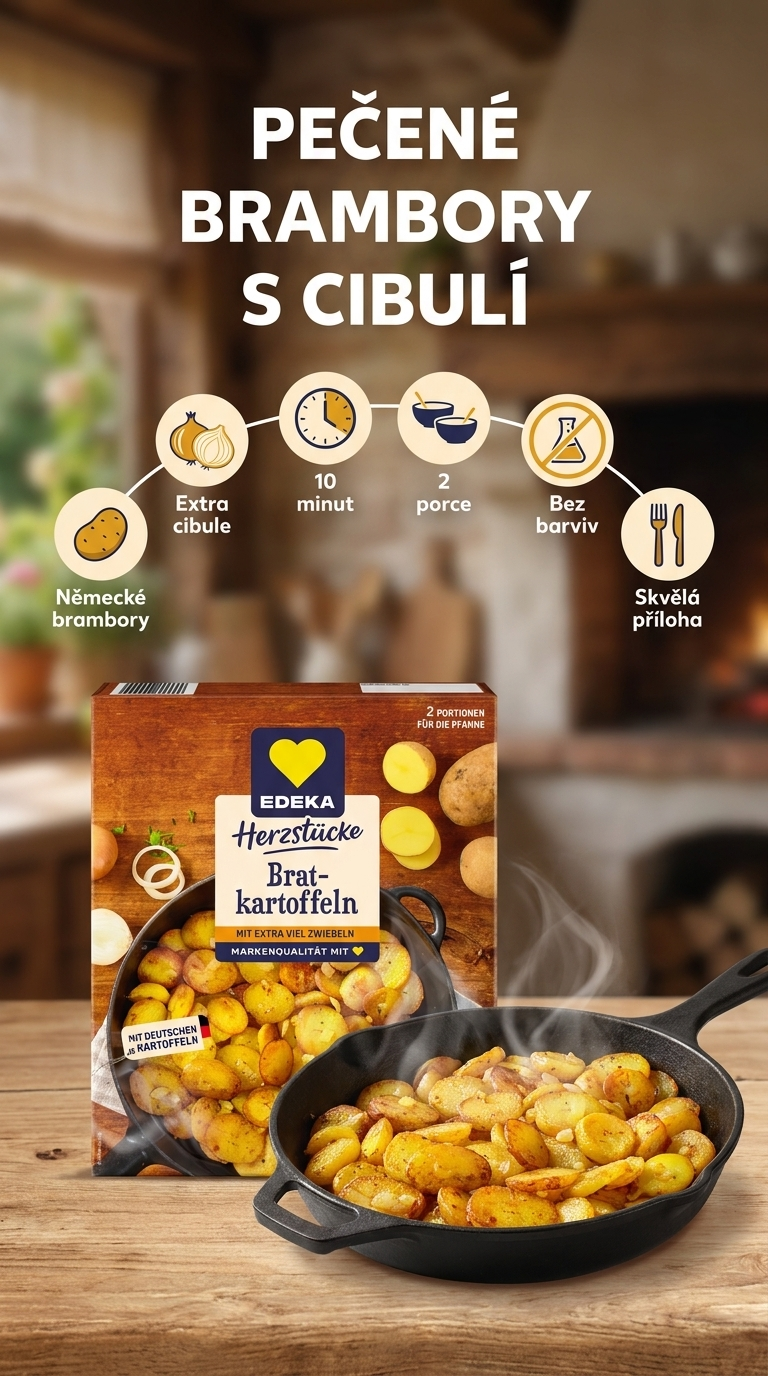 Edeka pečené brambory s cibulí 400 g - mobilní infografika