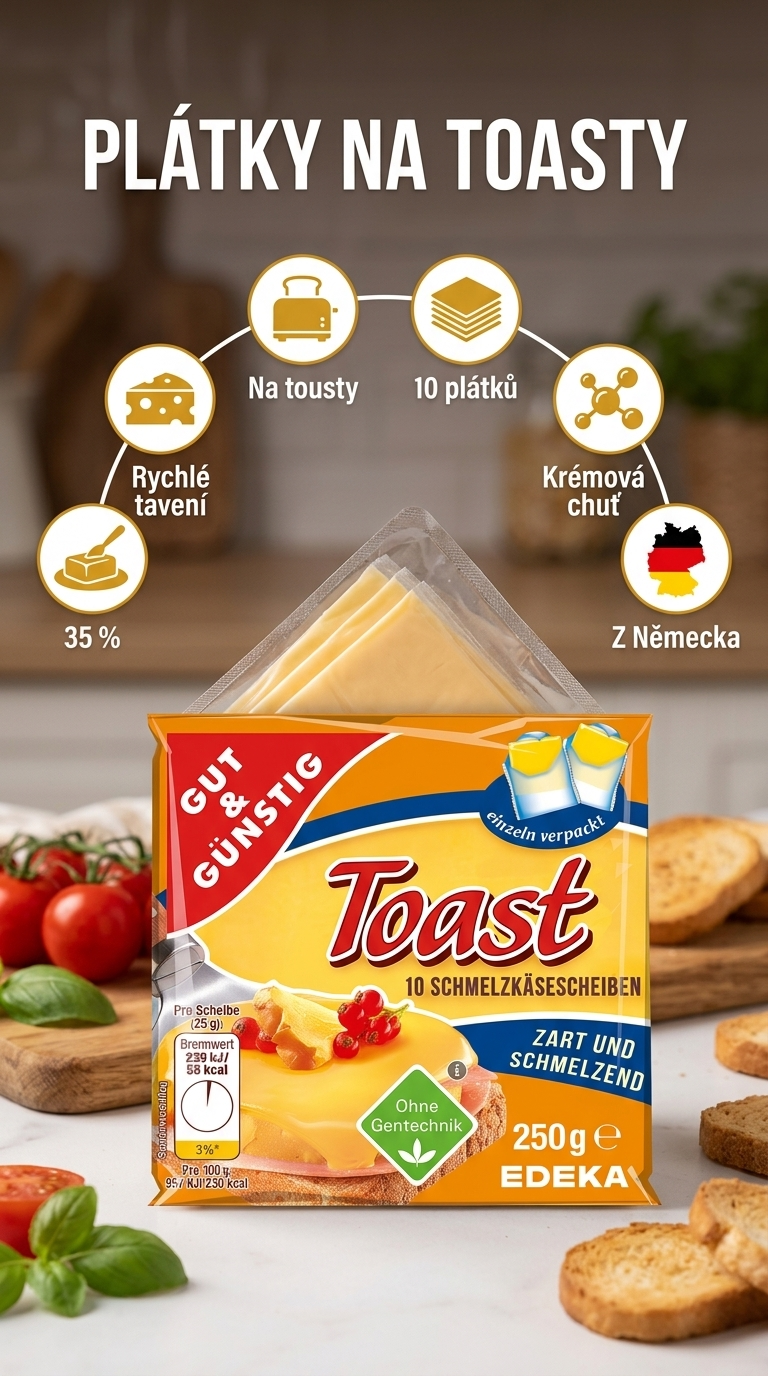 G&G Plátky taveného sýra na toasty - mobilní infografika