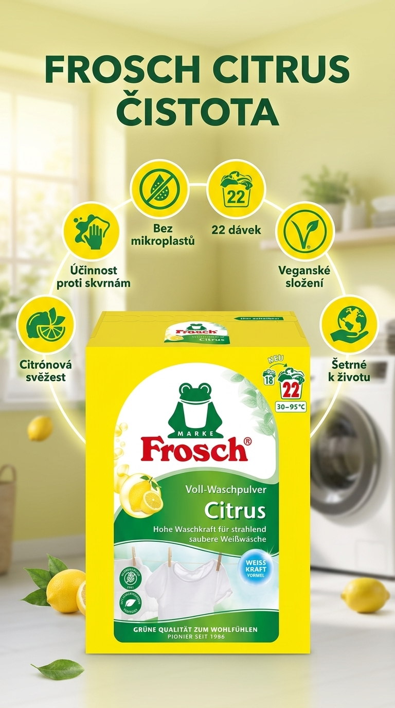 Frosch univerzální prací prášek Citrus - mobilní infografika