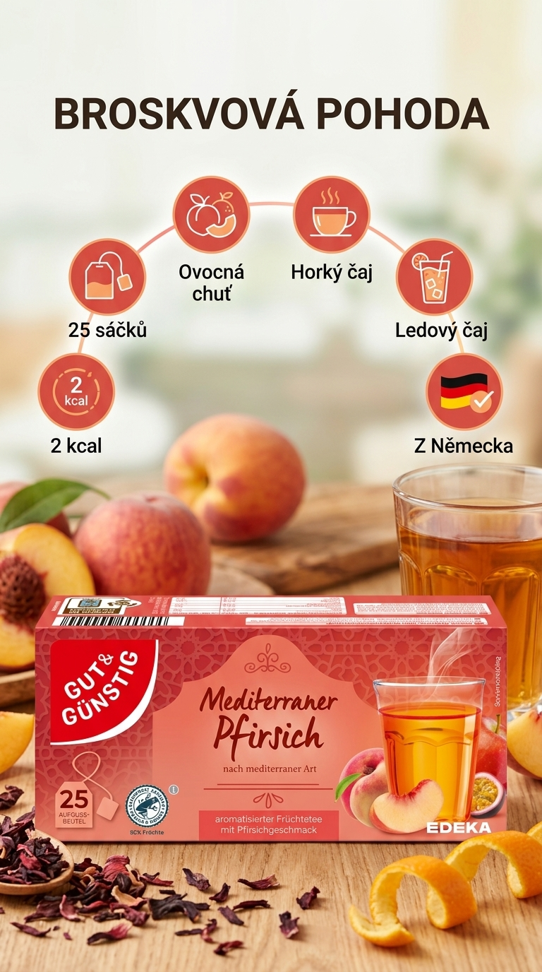 G&G Středozemní broskvový čaj - mobilní infografika