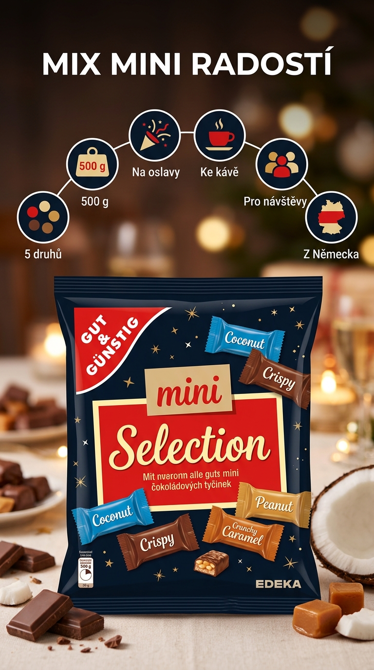 G&G mix mini čokoládových tyčinek 500 g - mobilní infografika