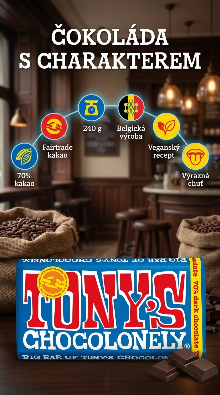 Tony's Chocolonely hořká čokoláda 70 % - mobilní infografika