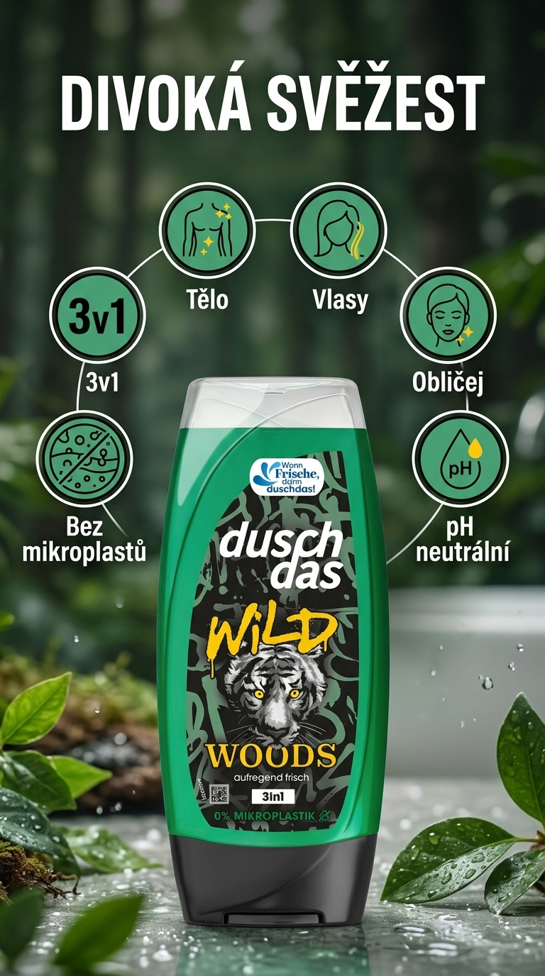 Duschdas Wild Woods - mobilní infografika