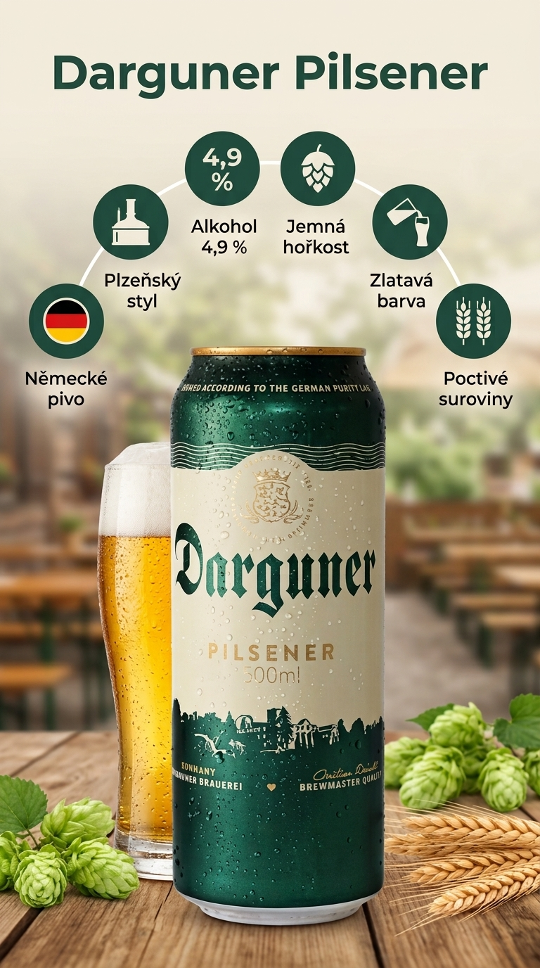 Darguner Pilsner světlé pivo - mobilní infografika