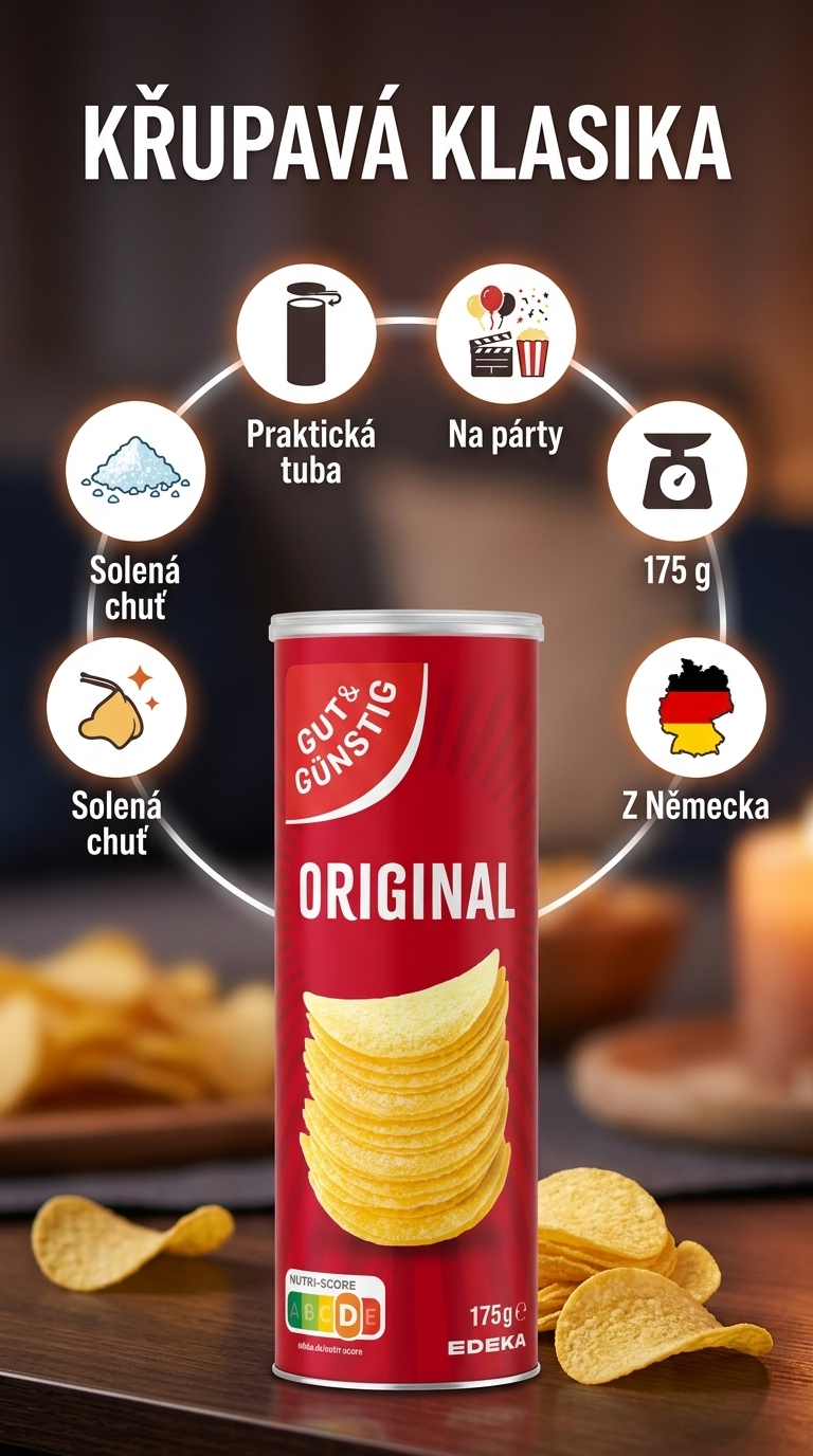 G&G Stapelchips Original solené 175 g - mobilní infografika