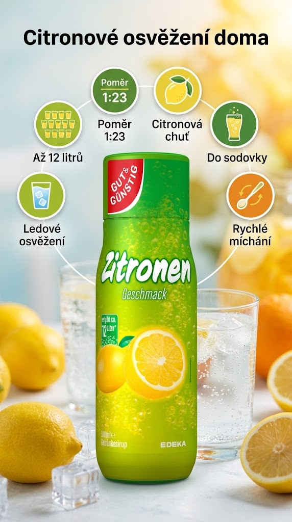G&G citronový sirup 500 ml - mobilní infografika