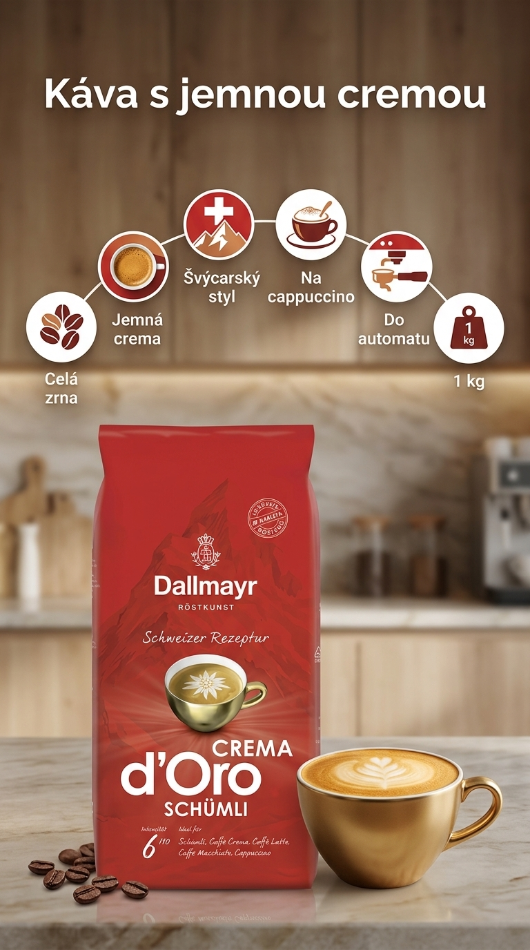 Dallmayr Crema d´Oro Schümli zrnková káva 1 kg - mobilní infografika