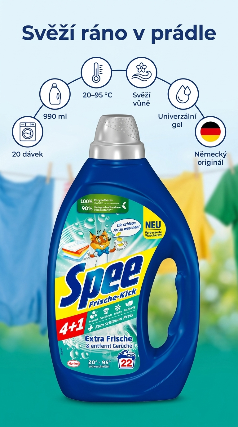 Spee prací gel Frischer Morgen - mobilní infografika