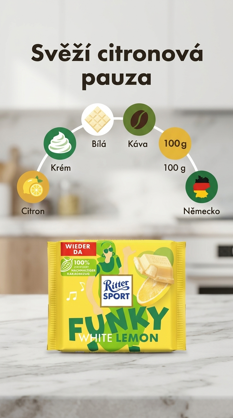 Ritter Sport Funky White Lemon - mobilní infografika