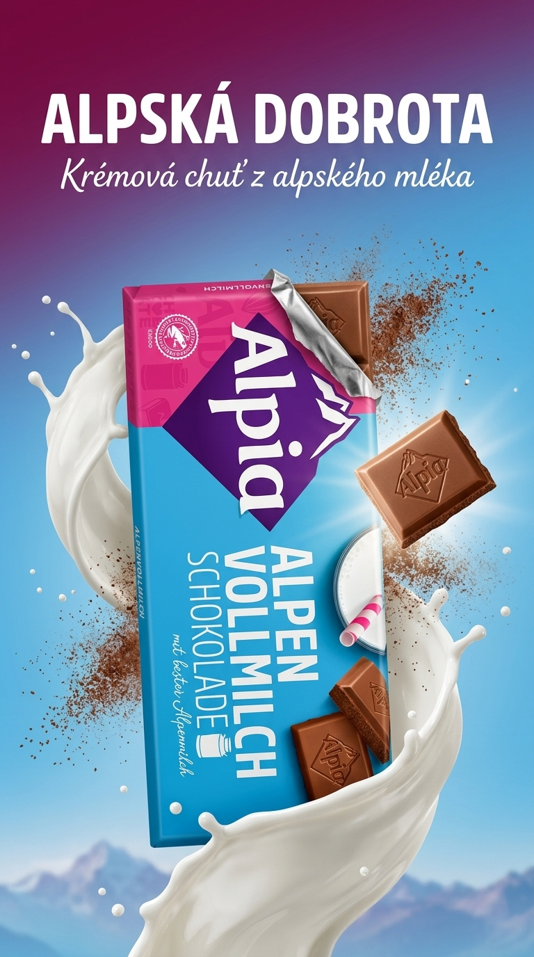 Alpia alpská mléčná čokoláda 100 g - lifestyle poster
