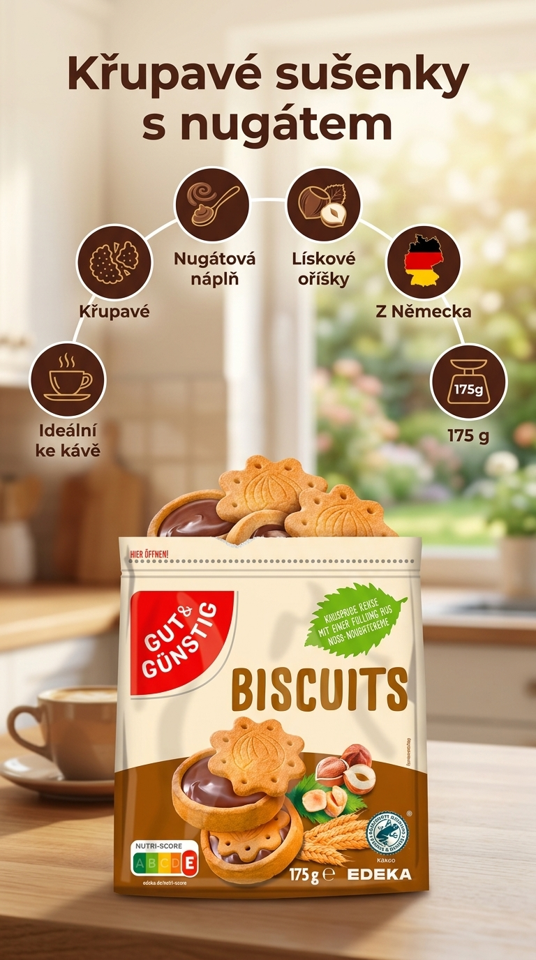 G&G Biscuits sušenky s nugátem - mobilní infografika