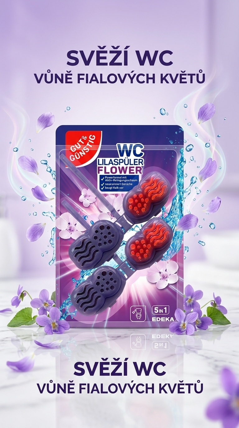 G&G závěsný WC blok s vůní fialových květů – lifestyle poster