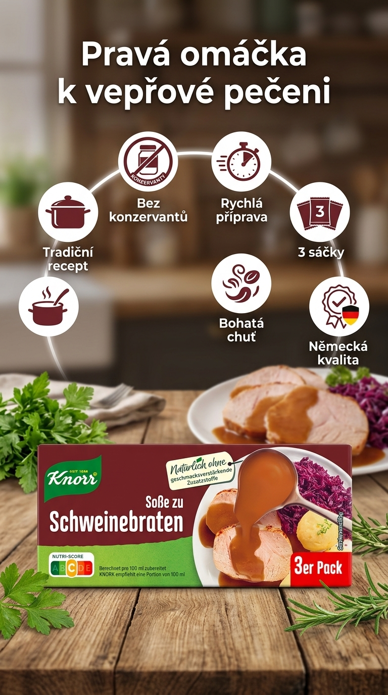 Knorr omáčka k vepřové pečeni - mobilní infografika