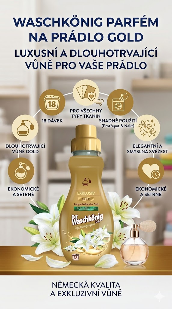 Waschkönig parfém na prádlo Gold - mobilní infografika