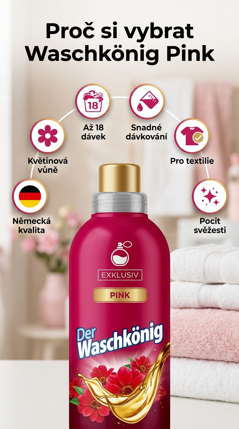 Waschkönig Pink - mobilní infografika