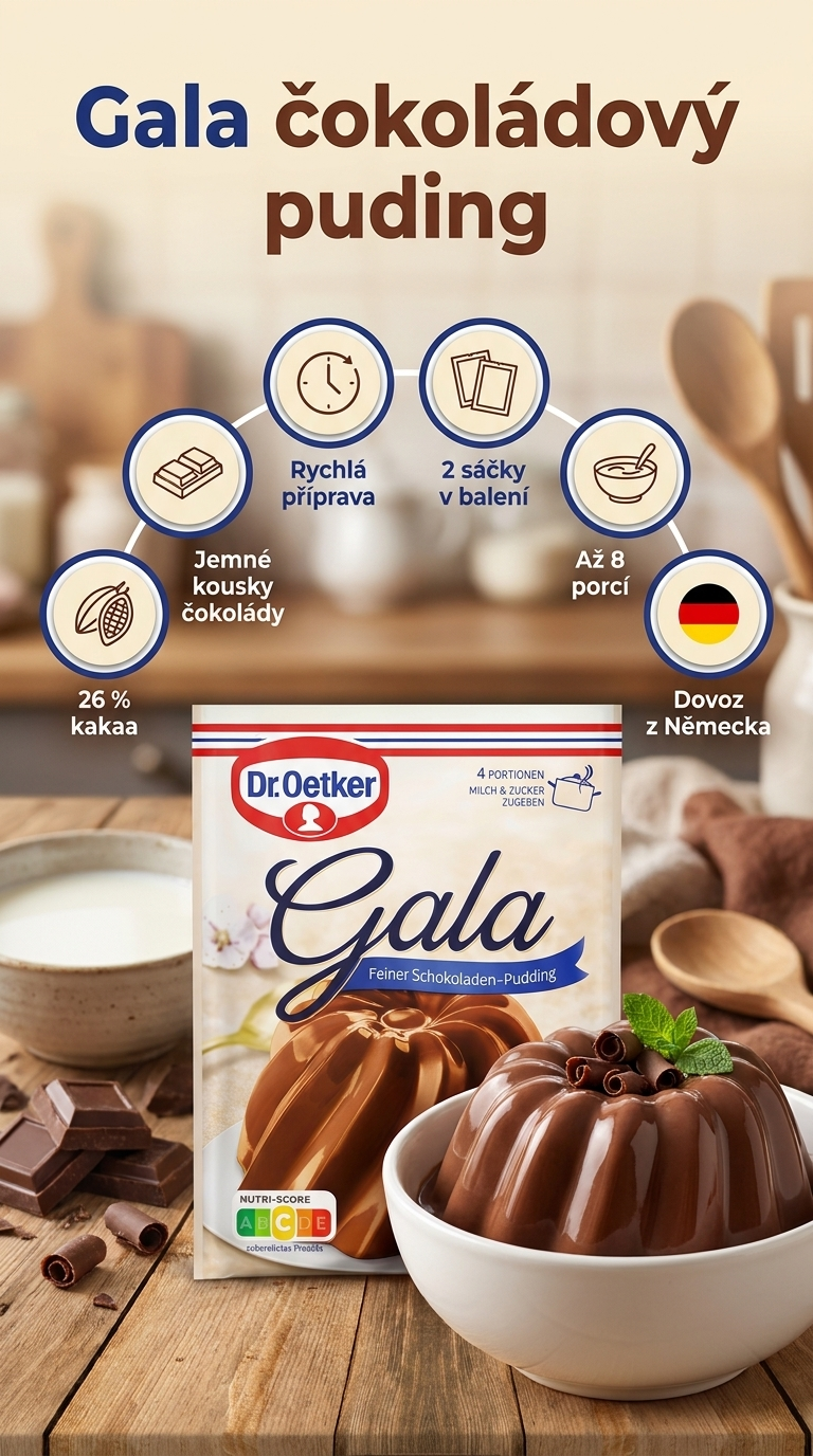 Dr. Oetker Gala čokoládový puding - mobilní infografika