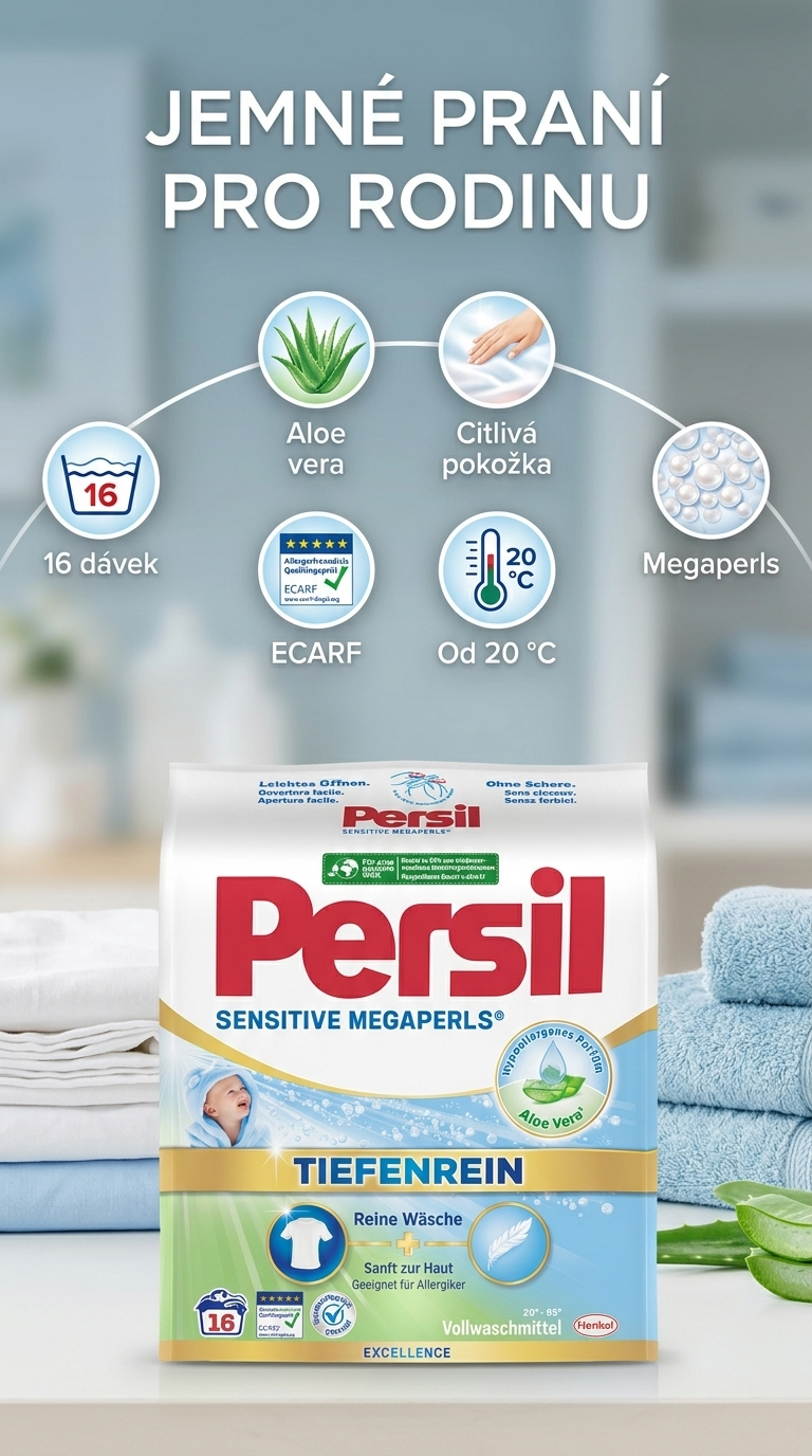 Persil Sensitive Megaperls Aloe Vera - mobilní infografika