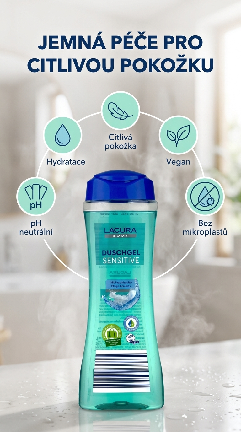Lacura sprchový gel Sensitiv 400 ml - mobilní infografika