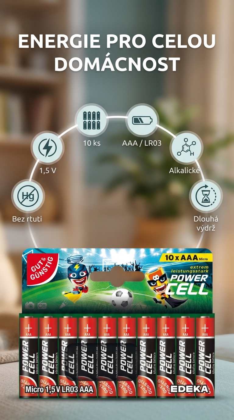 G&G Power Cell AAA baterie - mobilní infografika