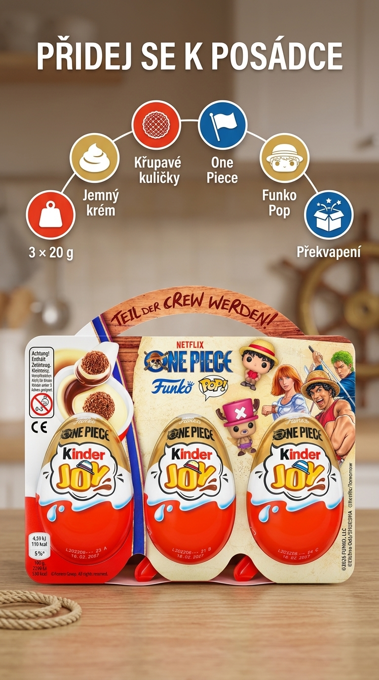 Kinder Joy One Piece Funko Pop - mobilní infografika