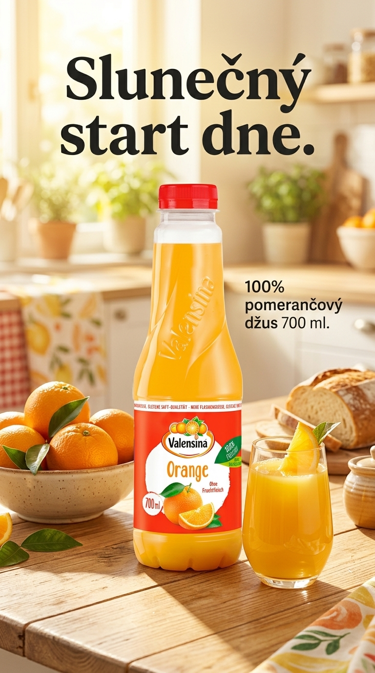 Valensina pomerančový džus - lifestyle poster