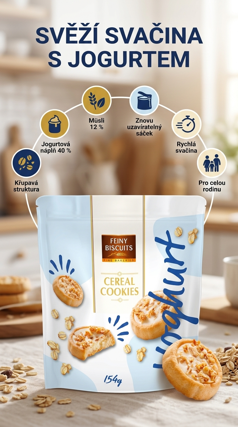 Feiny Biscuits cereální sušenky s jogurtem 154 g - mobilní infografika