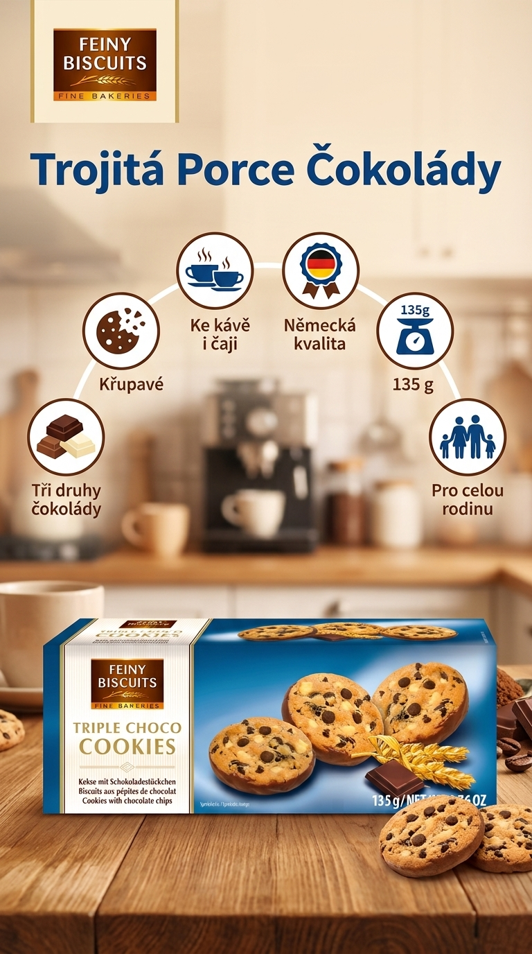 Feiny Biscuits Triple choko Cookies - mobilní infografika