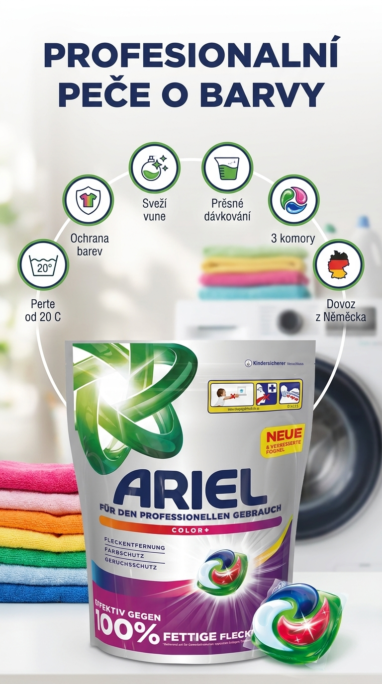 Ariel Professional Color kapsle - mobilní infografika