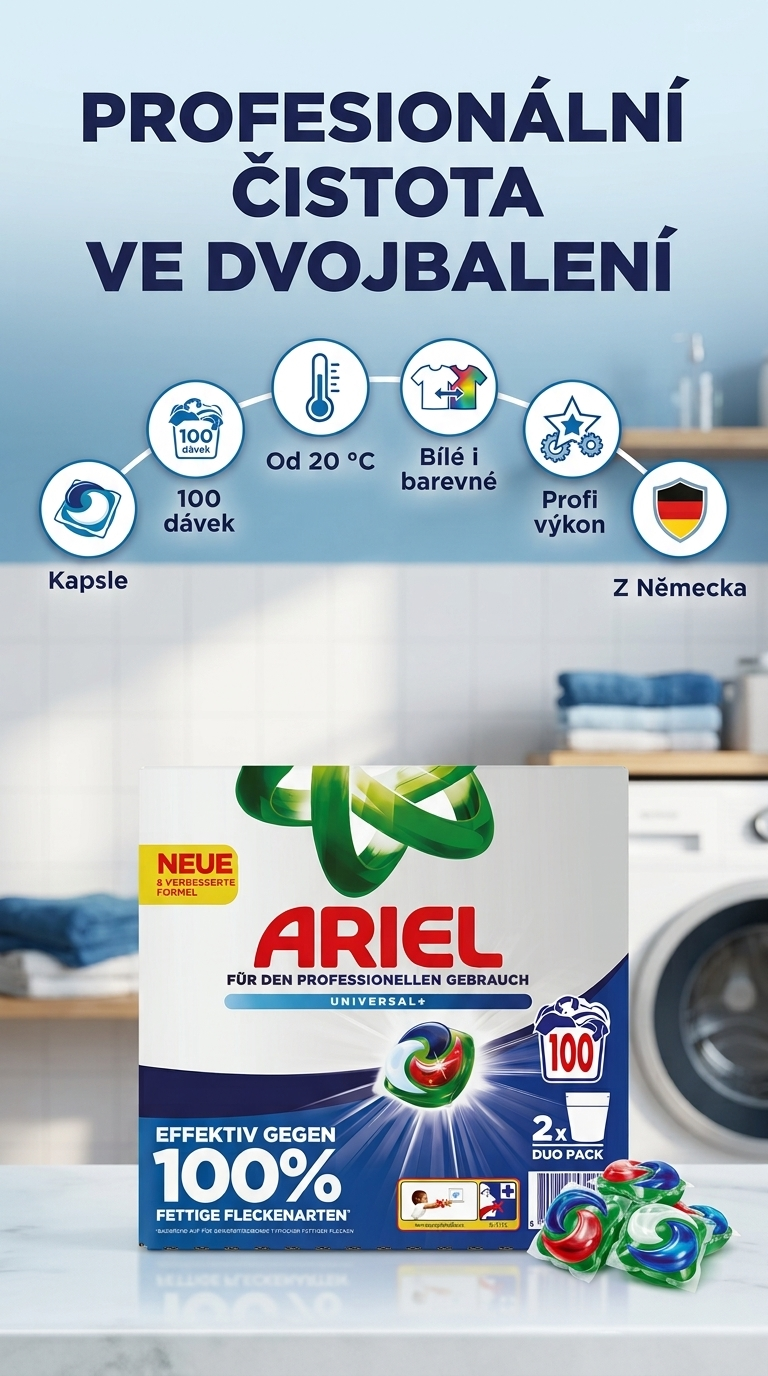 Ariel Professional gelové kapsle - mobilní infografika