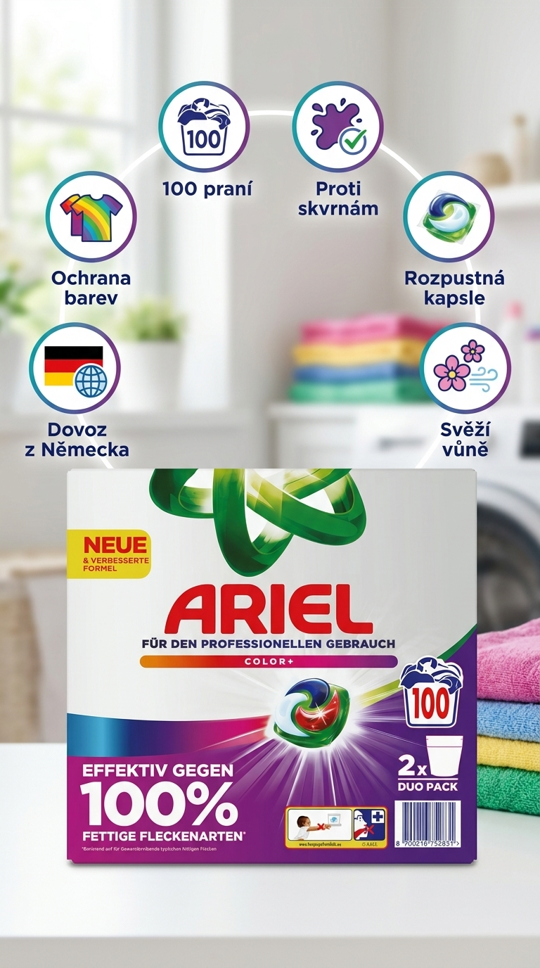 Ariel Professional gelové kapsle Color - mobilní infografika