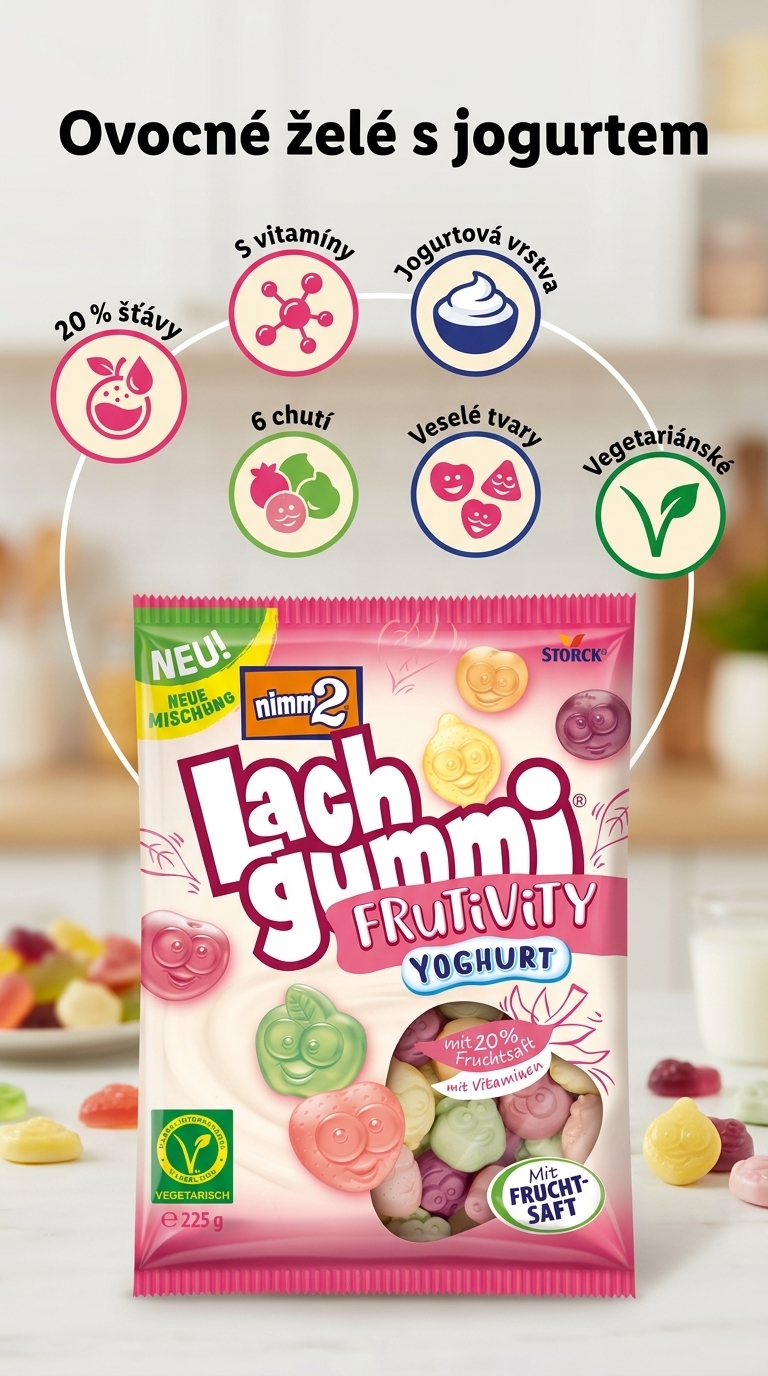 nimm2 Frutivity ovocné želé s jogurtem 225 g - mobilní infografika