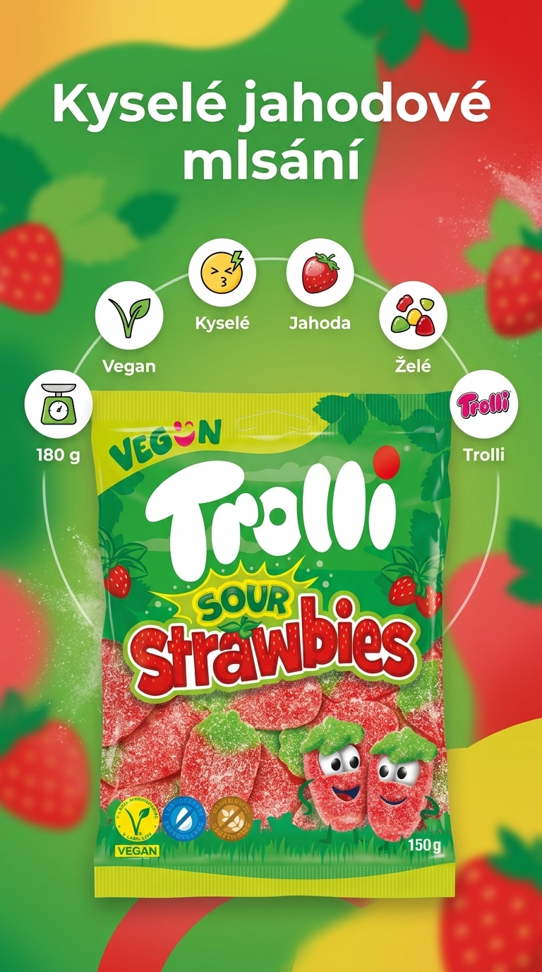 Trolli kyselé jahůdky - mobilní infografika