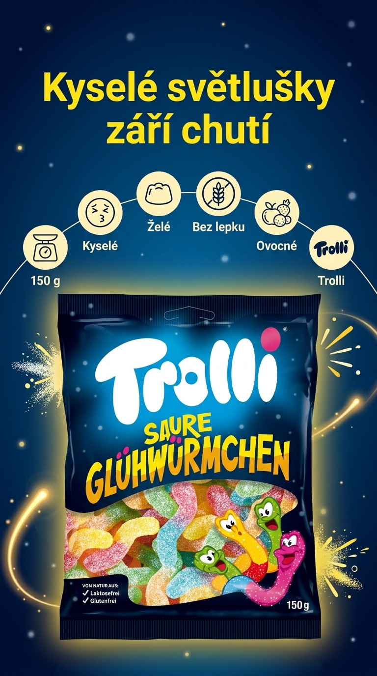 Trolli kyselé světlušky - mobilní infografika