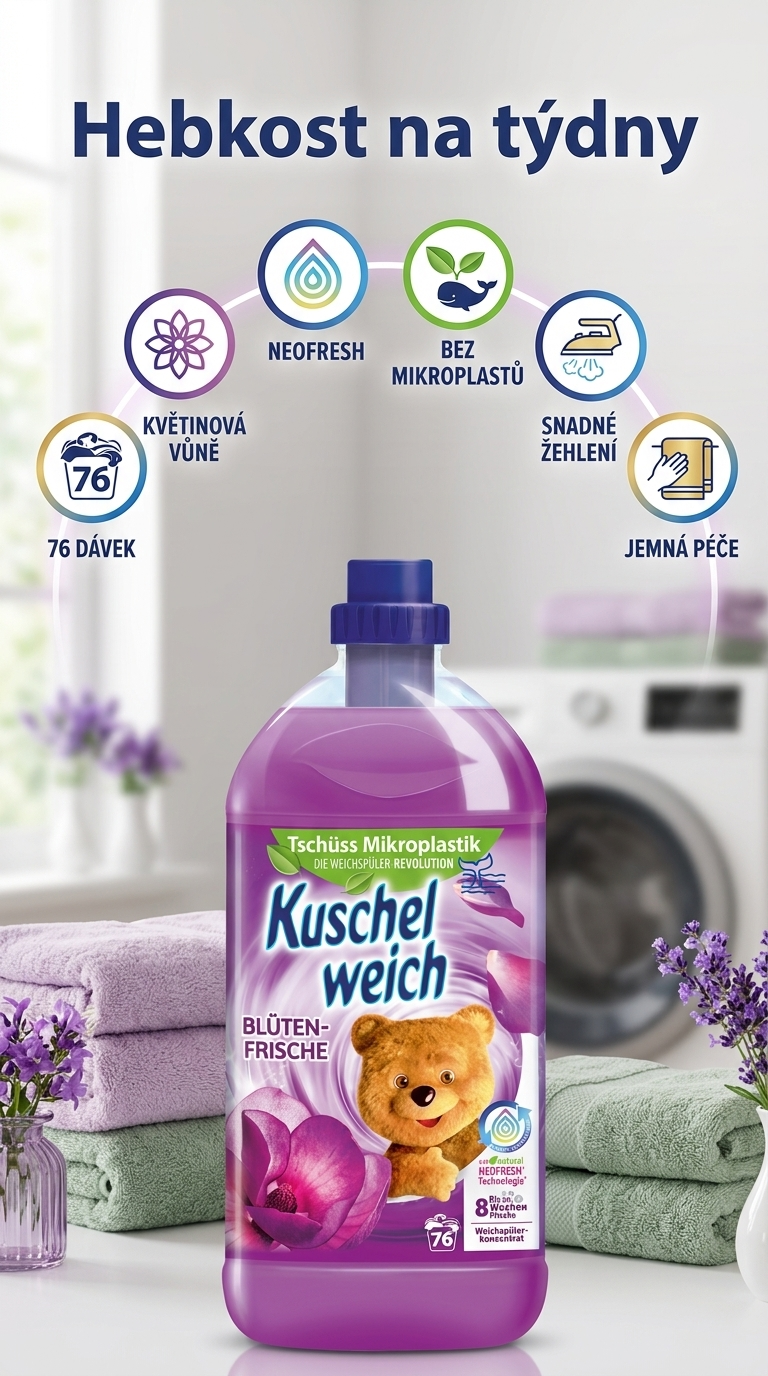 Kuschelweich aviváž s vůní květin 76 dávek 2 l - mobilní infografika