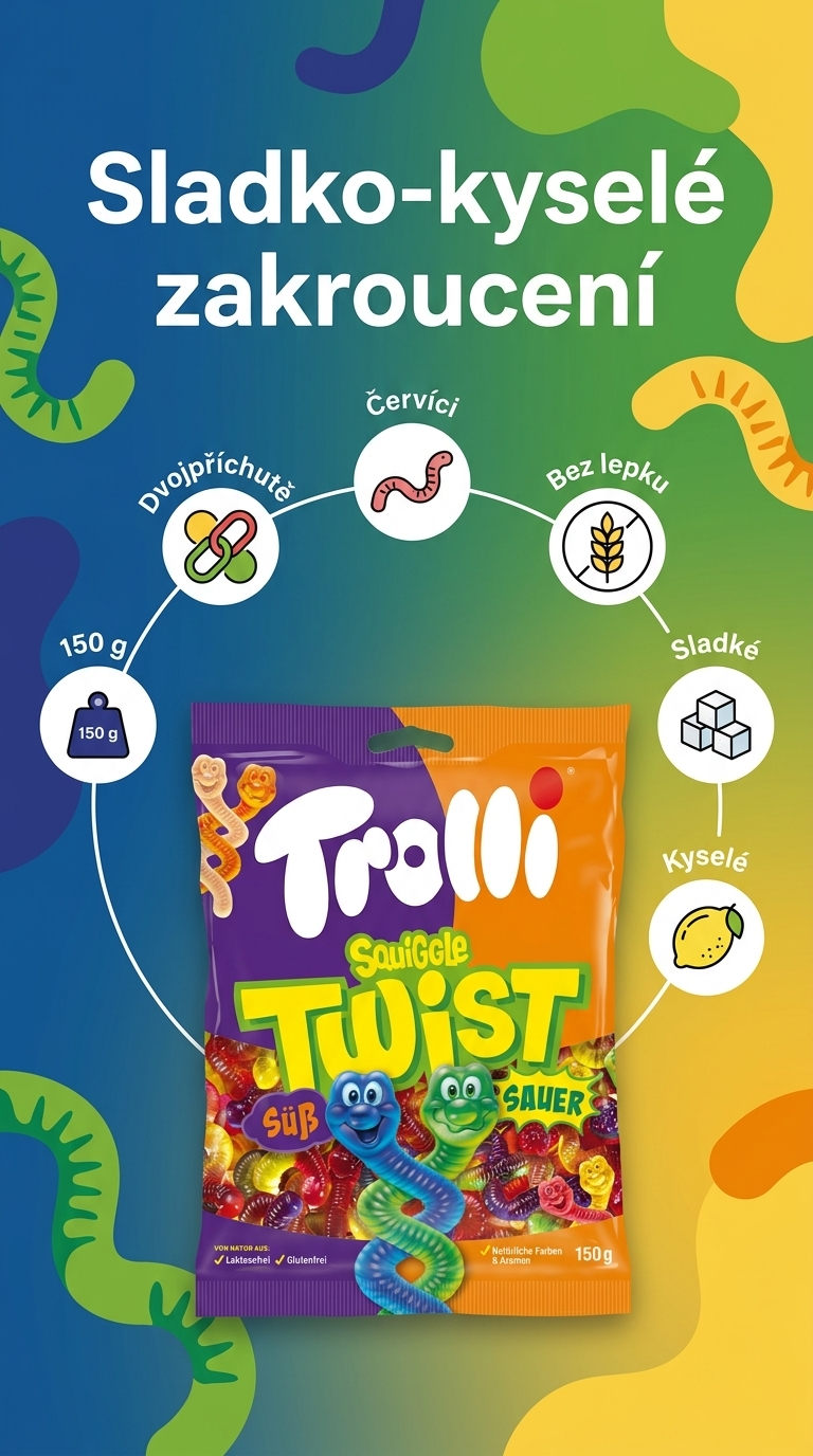 Trolli Squiggle Twist - mobilní infografika
