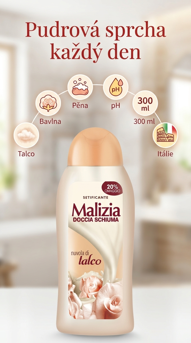 Malizia Talco 300 ml - mobilní infografika