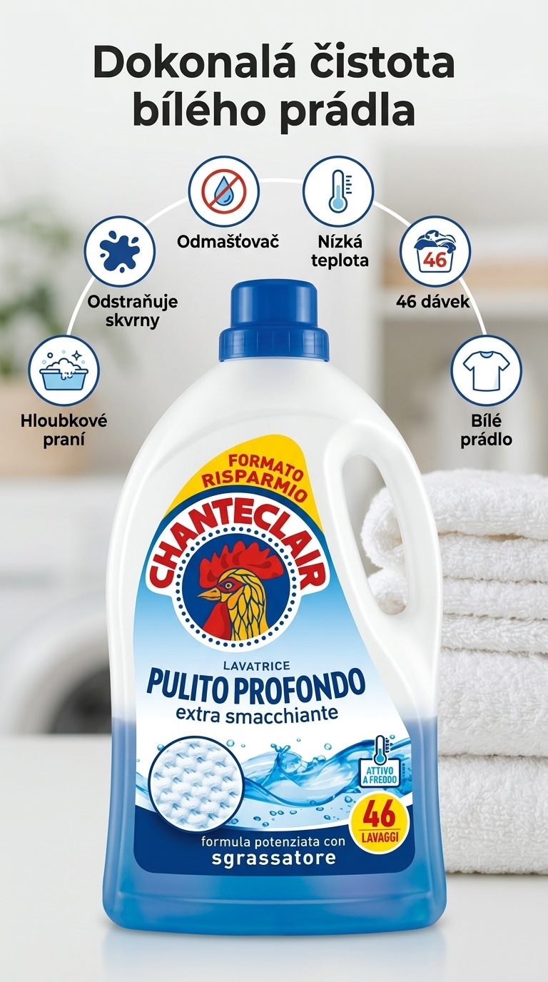 Chante Pulito Profondo prací gel na bílé prádlo - mobilní infografika