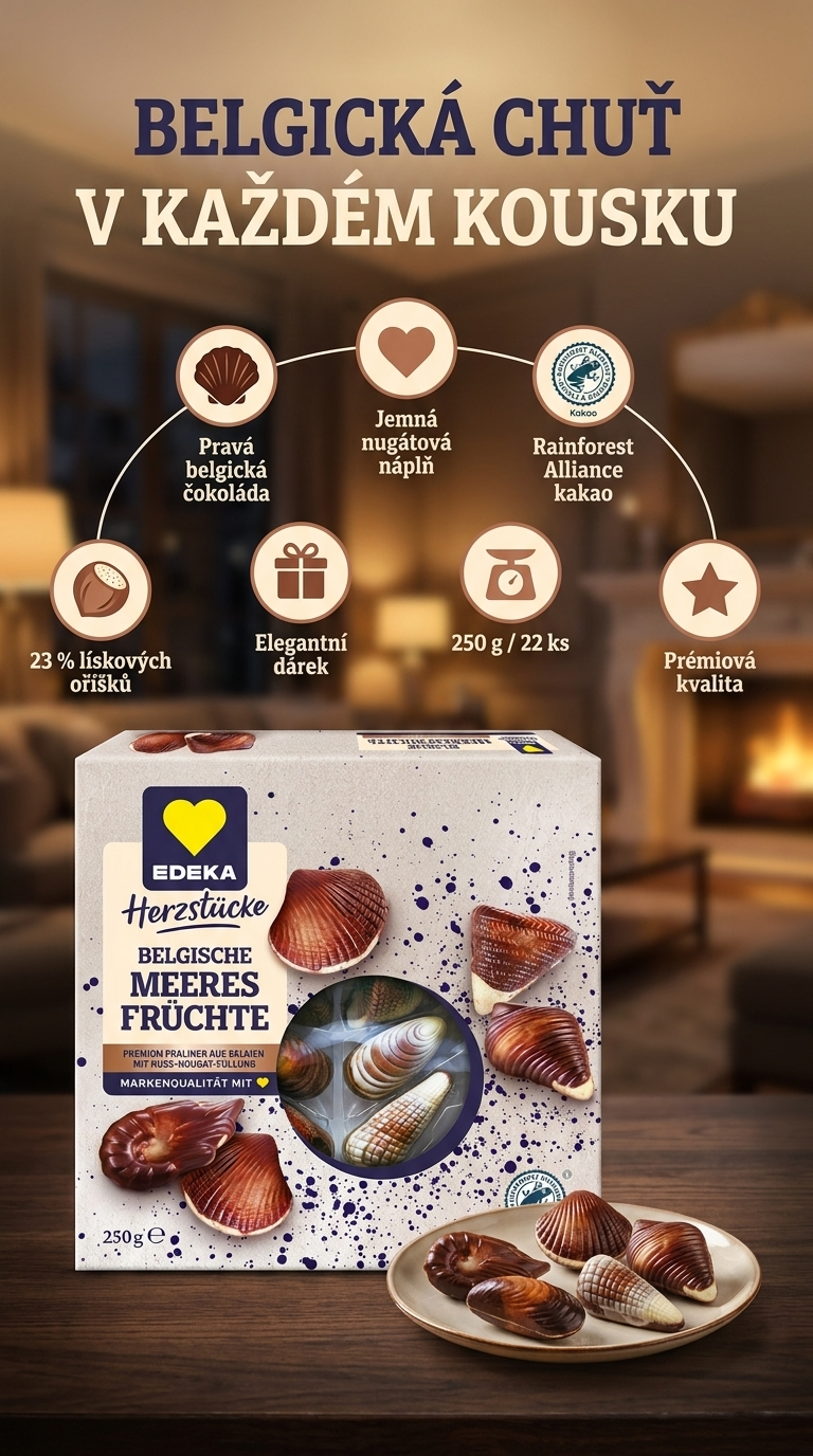 Edeka Mořské plody z pravé belgické čokolády - mobilní infografika