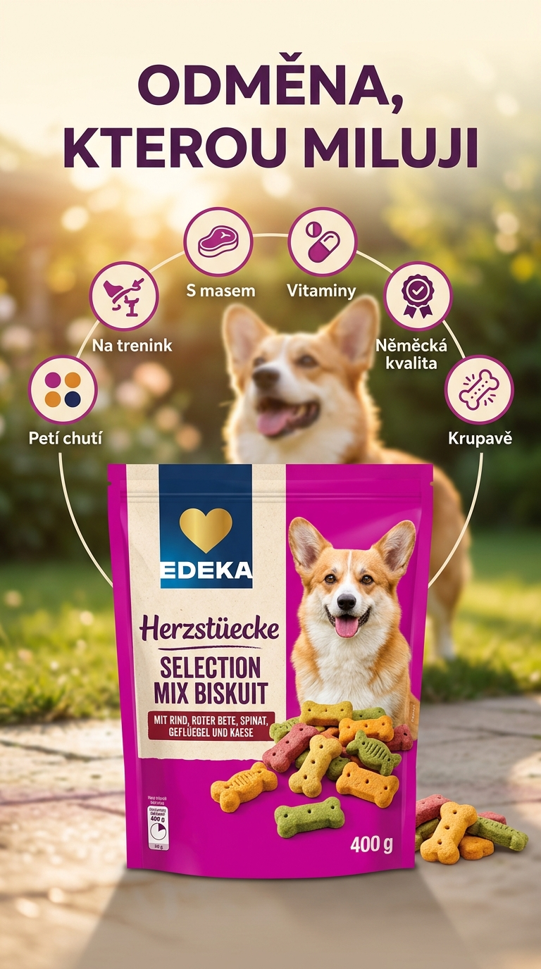 Edeka Biskuit Mix pamlsky pro psy - mobilni infografika