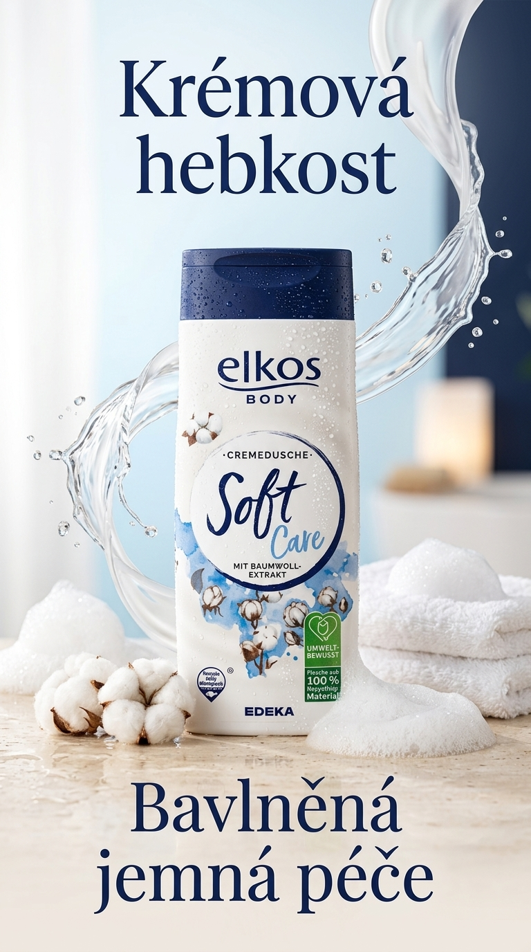 Elkos Soft Care sprchový krém - lifestyle poster