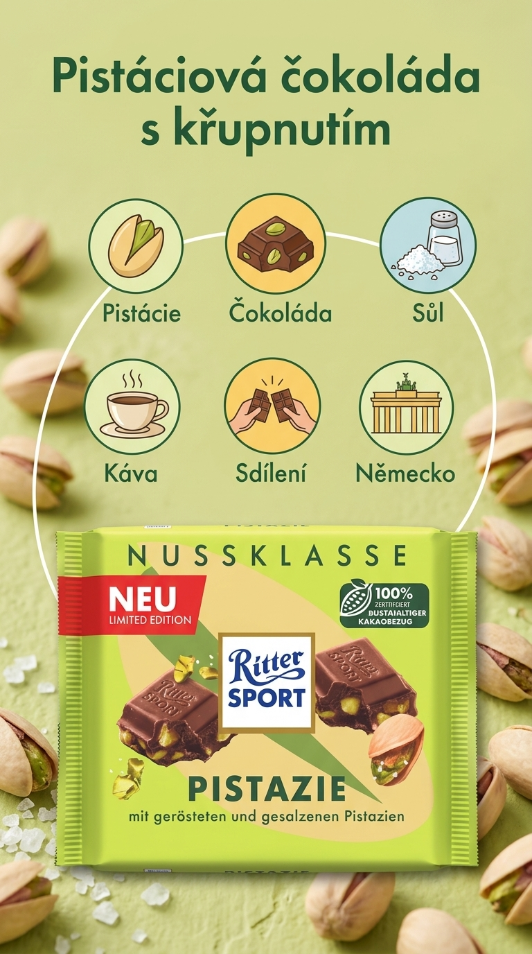 Ritter Sport Pistazie - mobilní infografika