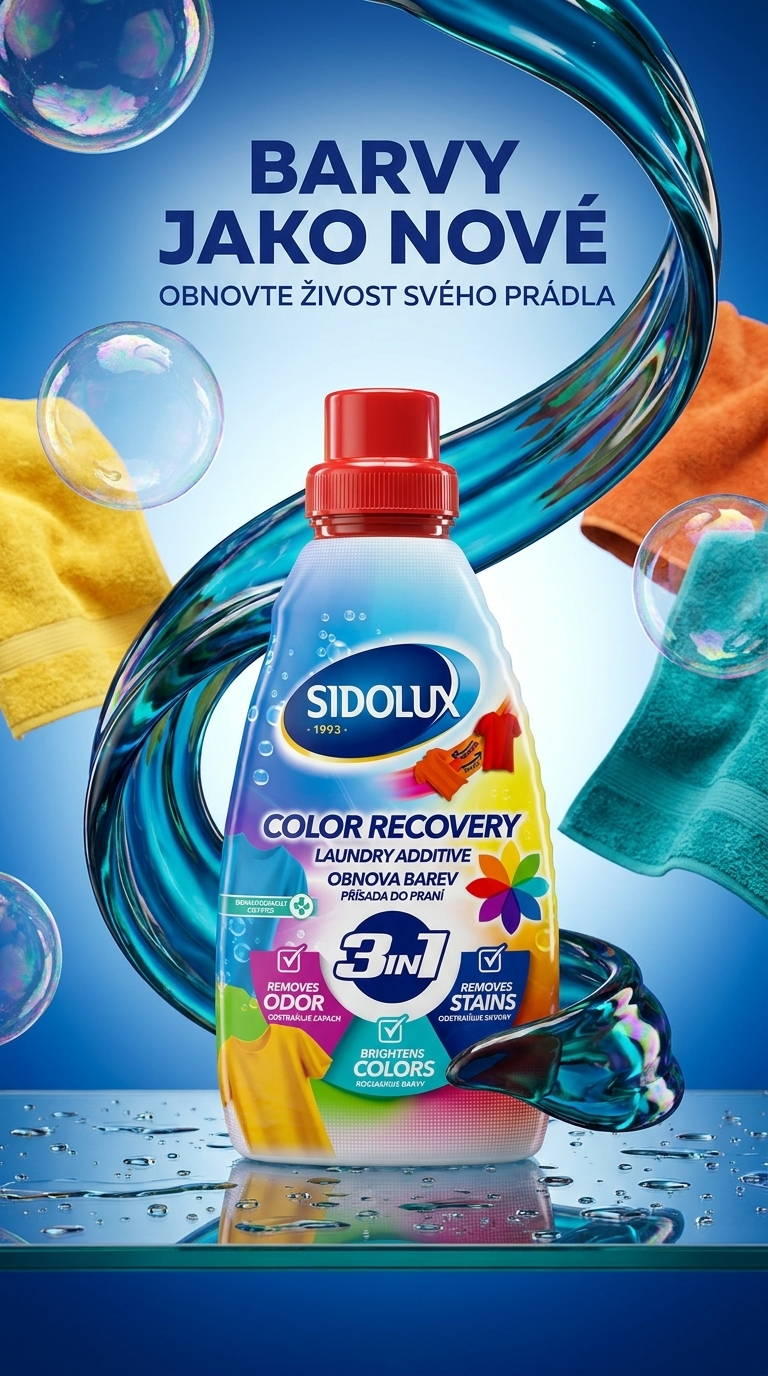 Sidolux přísada do prádla 3v1 obnova barev 1 l - lifestyle poster