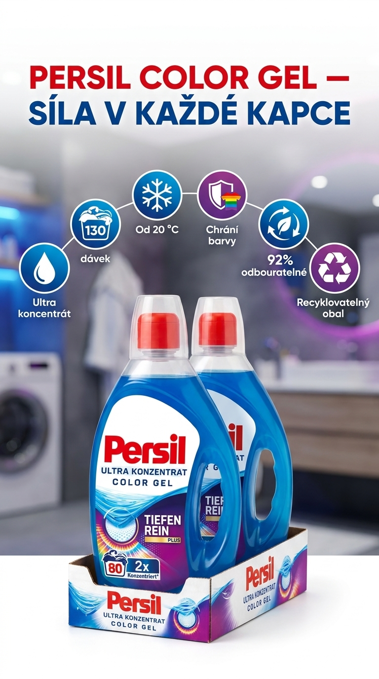 Persil XXL Color prací gel - mobilní infografika