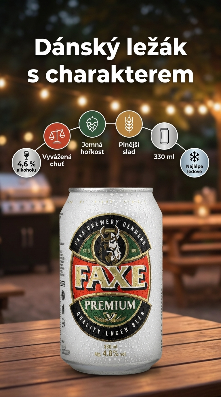 Faxe premium světlé pivo 4,6% 0,33 l - mobilní infografika
