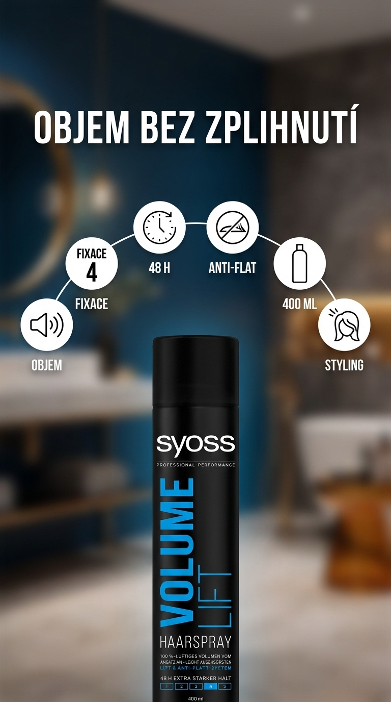 Syoss Volume Lift lak na vlasy - mobilní infografika