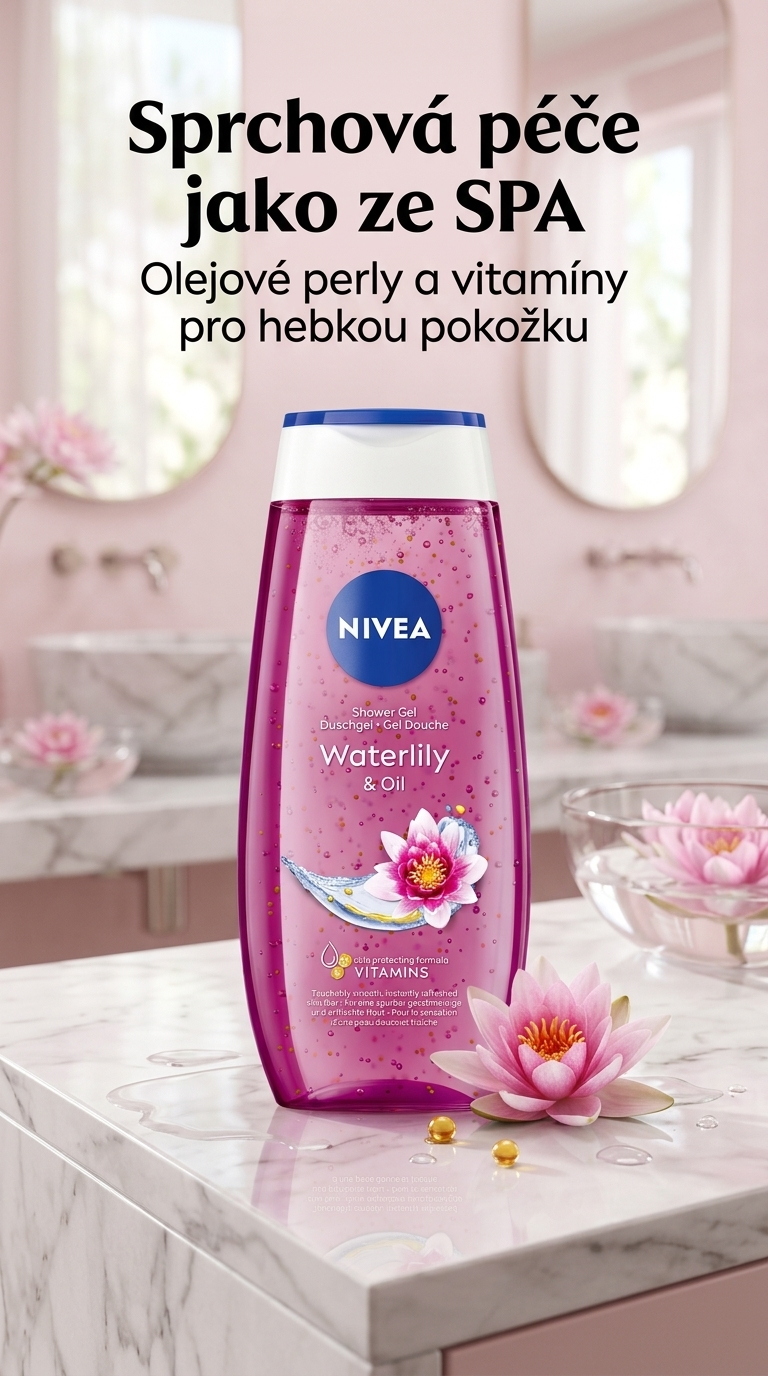 Nivea Waterlily & Oil sprchový gel - lifestyle poster